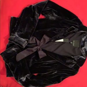 Short dark blue size small velvet jacket